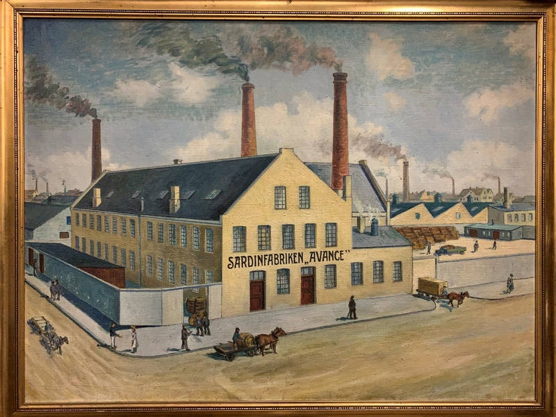 Sardinfabriken Avance, trolig malt rundt 1. verdenskrig.