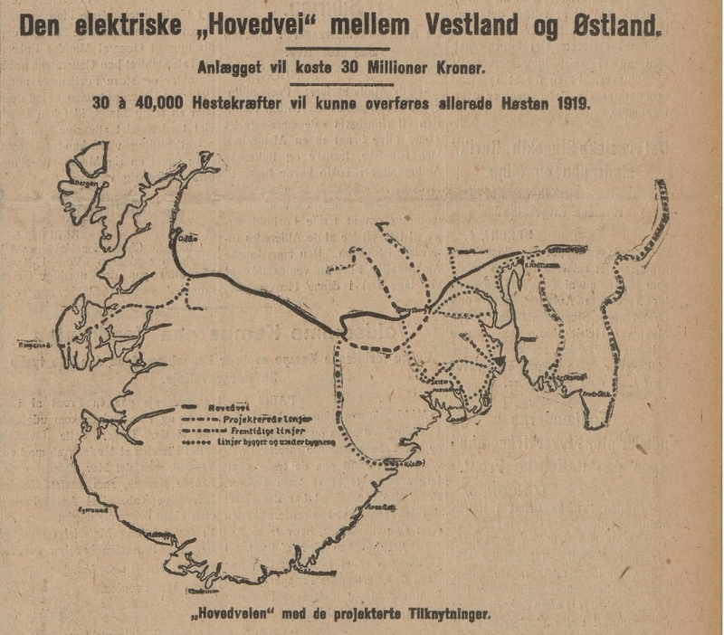Faksimile av avisartikkel i Bergens Tidende 18.10.1920 om Blakstad sine planar.