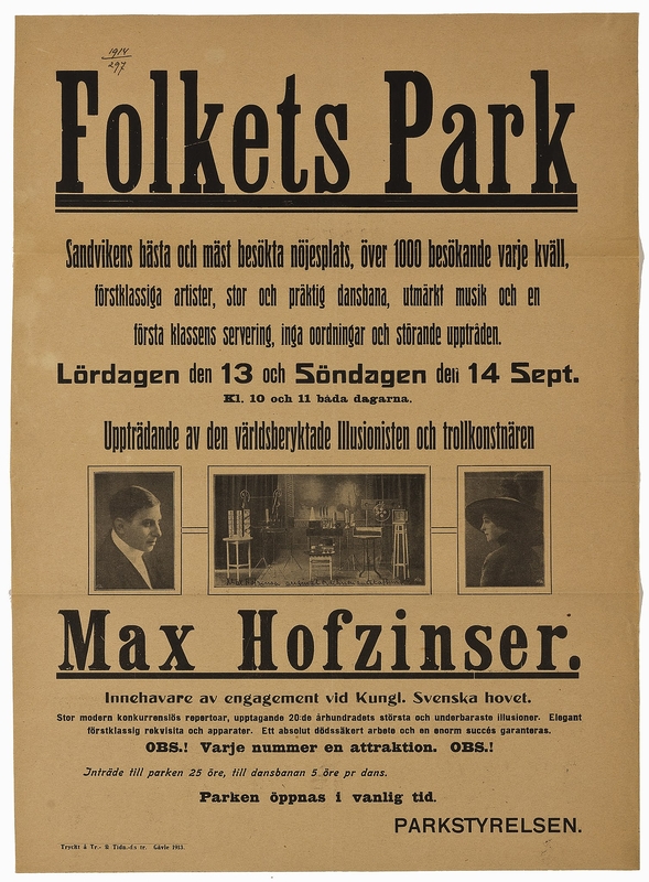 Affisch från Sandvikens Folkets Park.