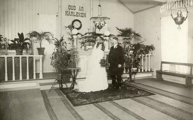 Bröllop i gamla missionshuset 1910. 